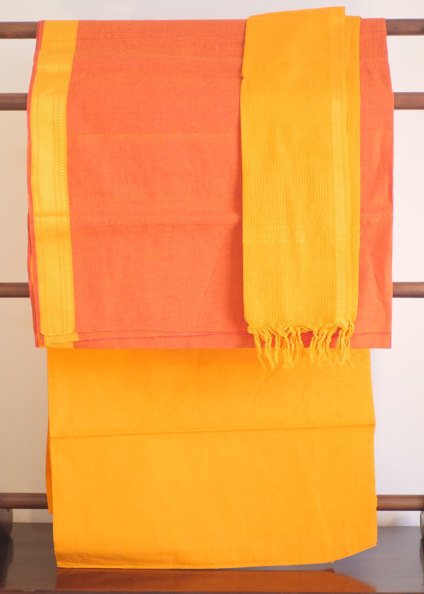 Orange Mangalgiri Cotton Suit Set