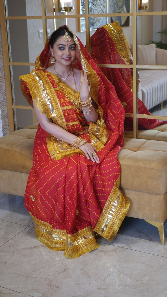 Bihari Red Chunri Saree