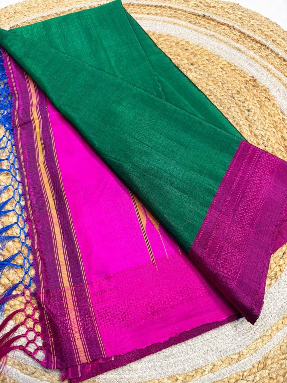 Green Ilkal Self Border Saree