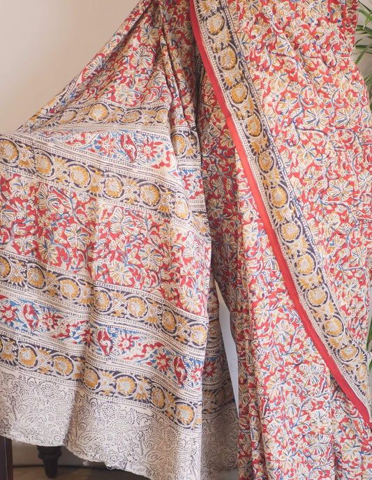 Red Soft Silk Kalamkari Print Saree