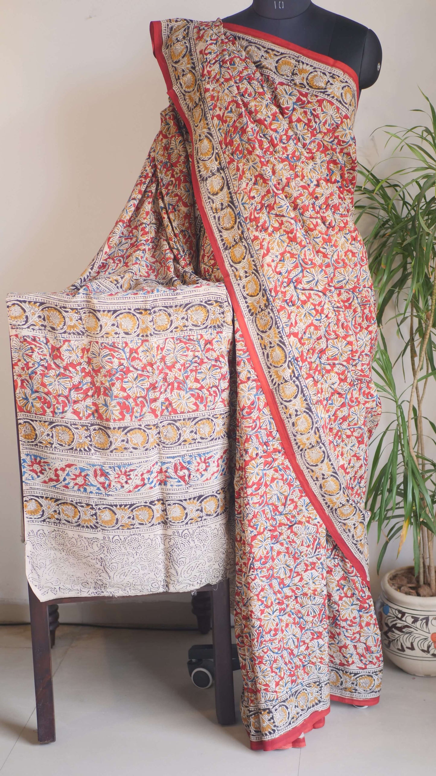 Red Soft Silk Kalamkari Print Saree