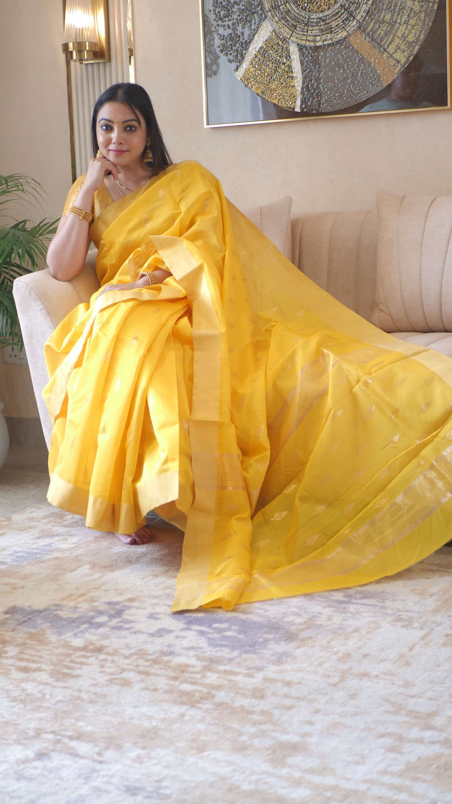 Yellow Handloom Chanderi Saree
