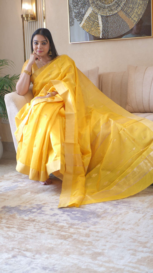 Yellow Handloom Chanderi Saree