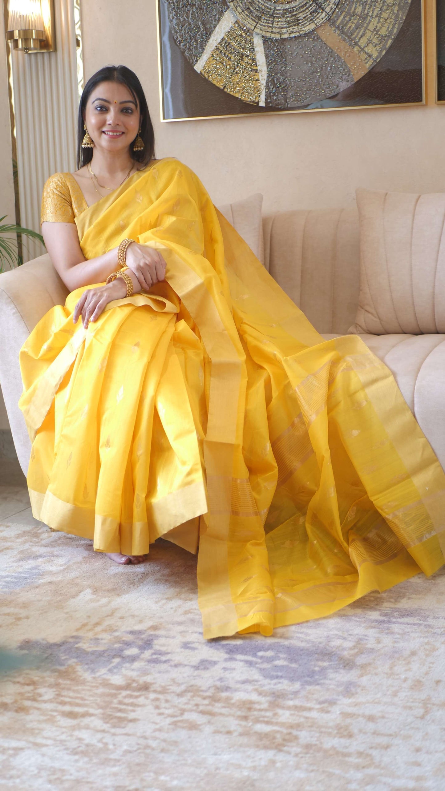 Yellow Handloom Chanderi Saree