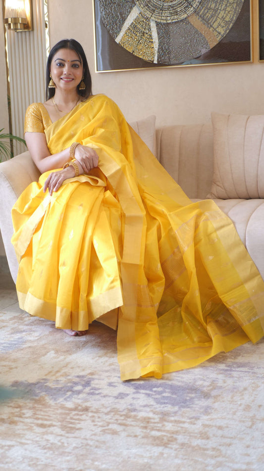 Yellow Handloom Chanderi Saree