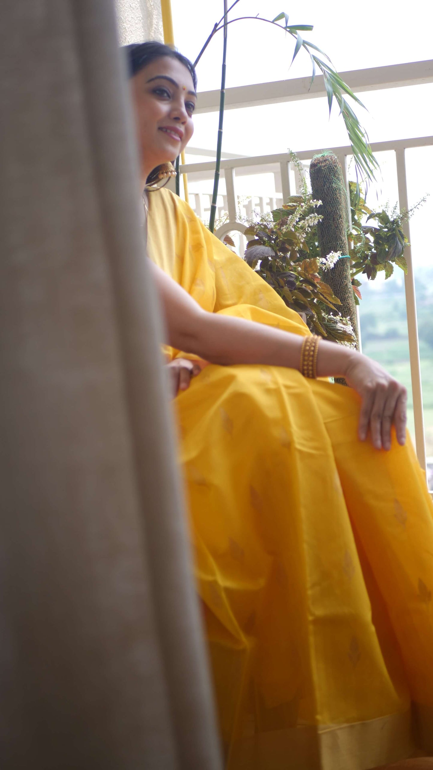 Yellow Handloom Chanderi Saree