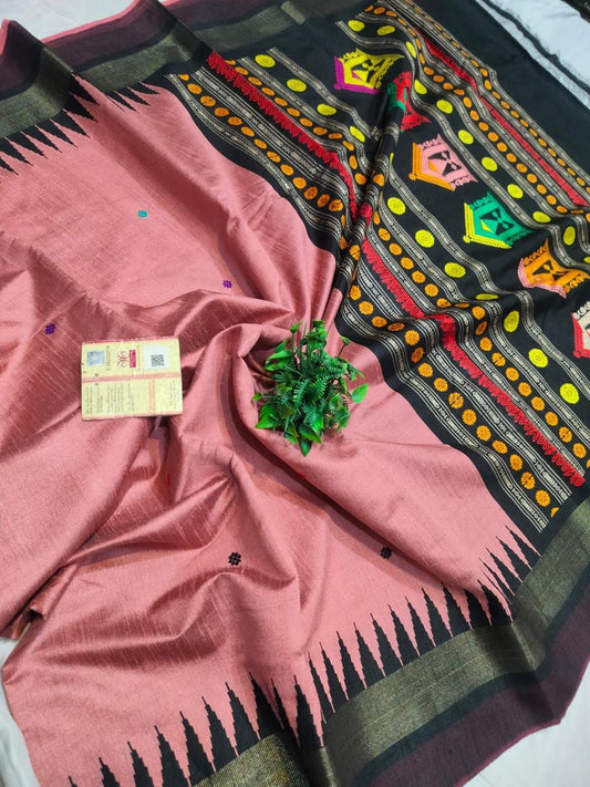 Peach Raw Silk Dolabedi Saree
