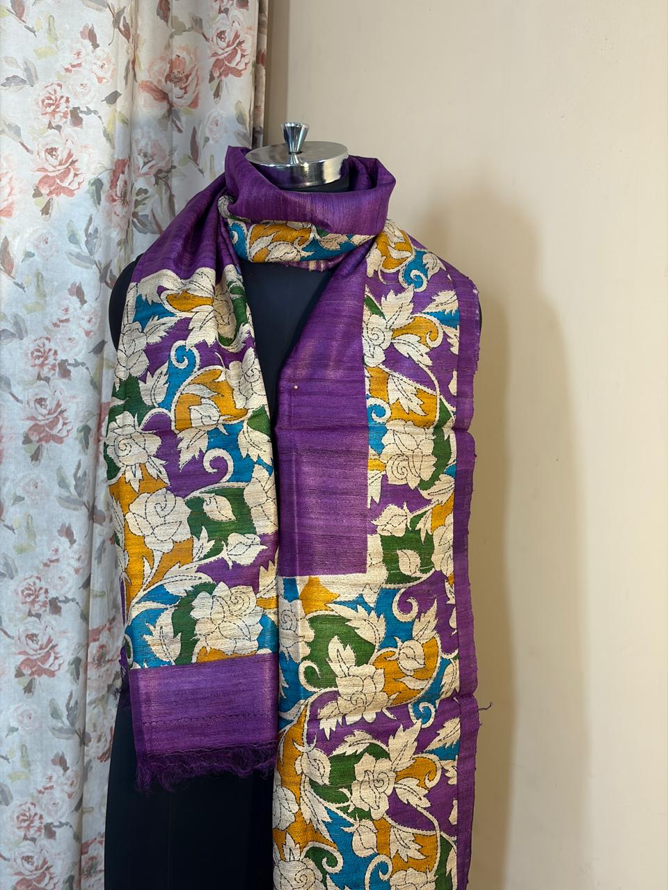 Purple Pure Tussar Silk Dupatta