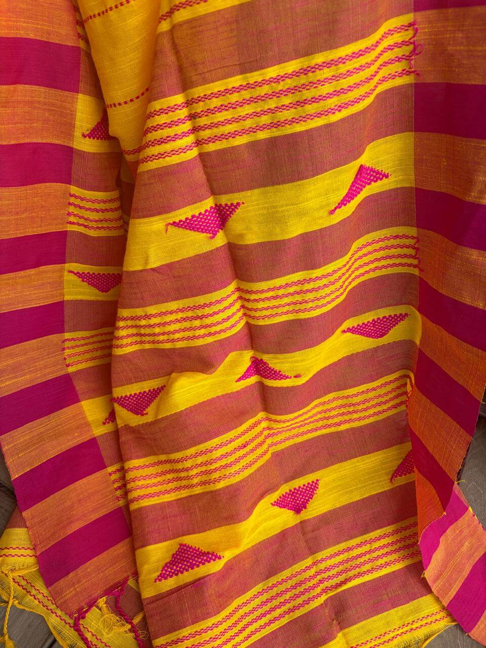 Yellow Khadi Cotton Saree