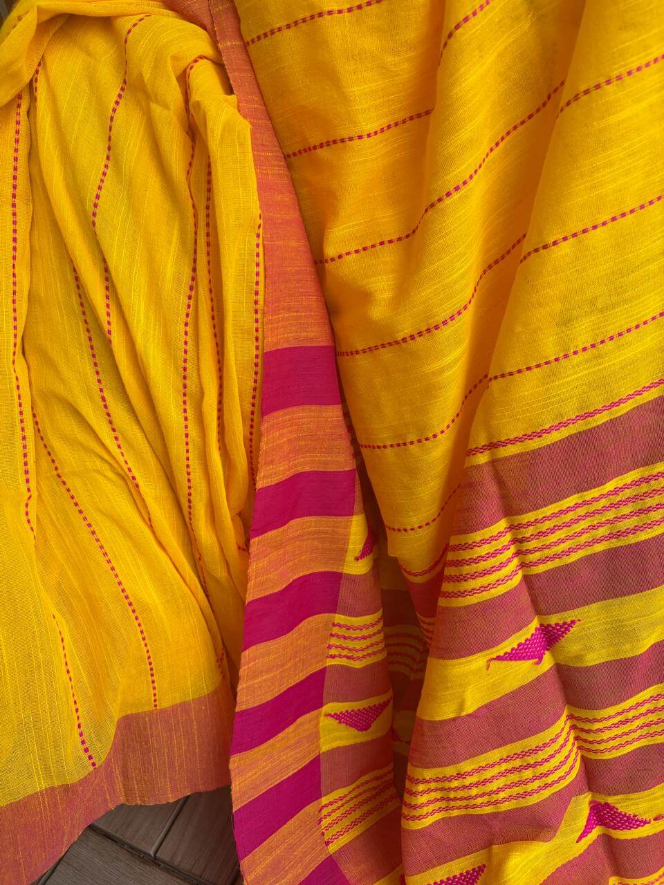 Yellow Khadi Cotton Saree