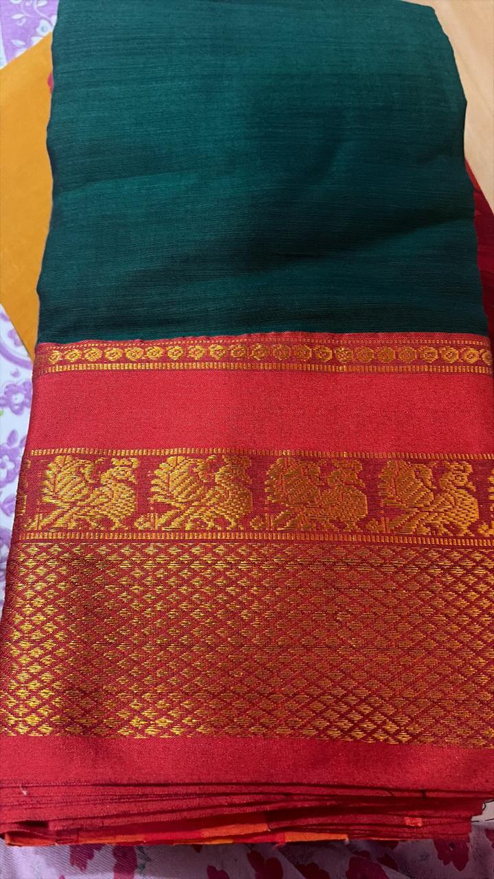 Dark Green Narayanpet Cotton Saree