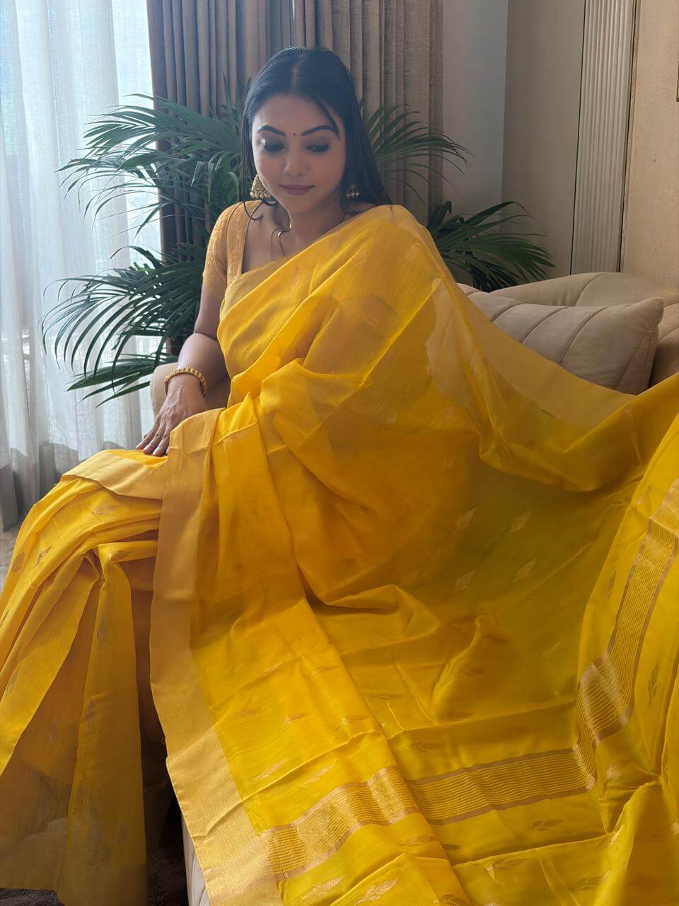 Yellow Handloom Chanderi Saree