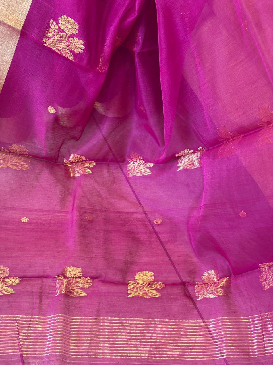 Megenta Handloom Chanderi Saree