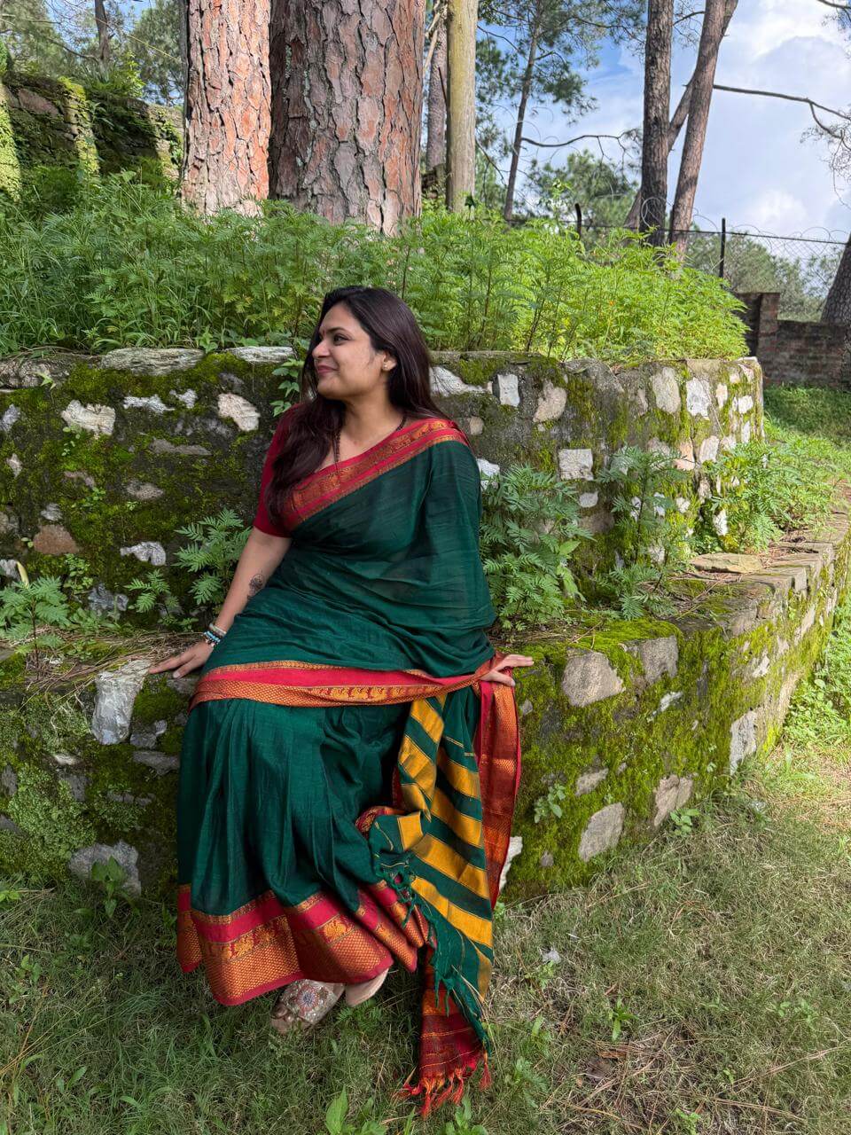 Dark Green Narayanpet Cotton Saree